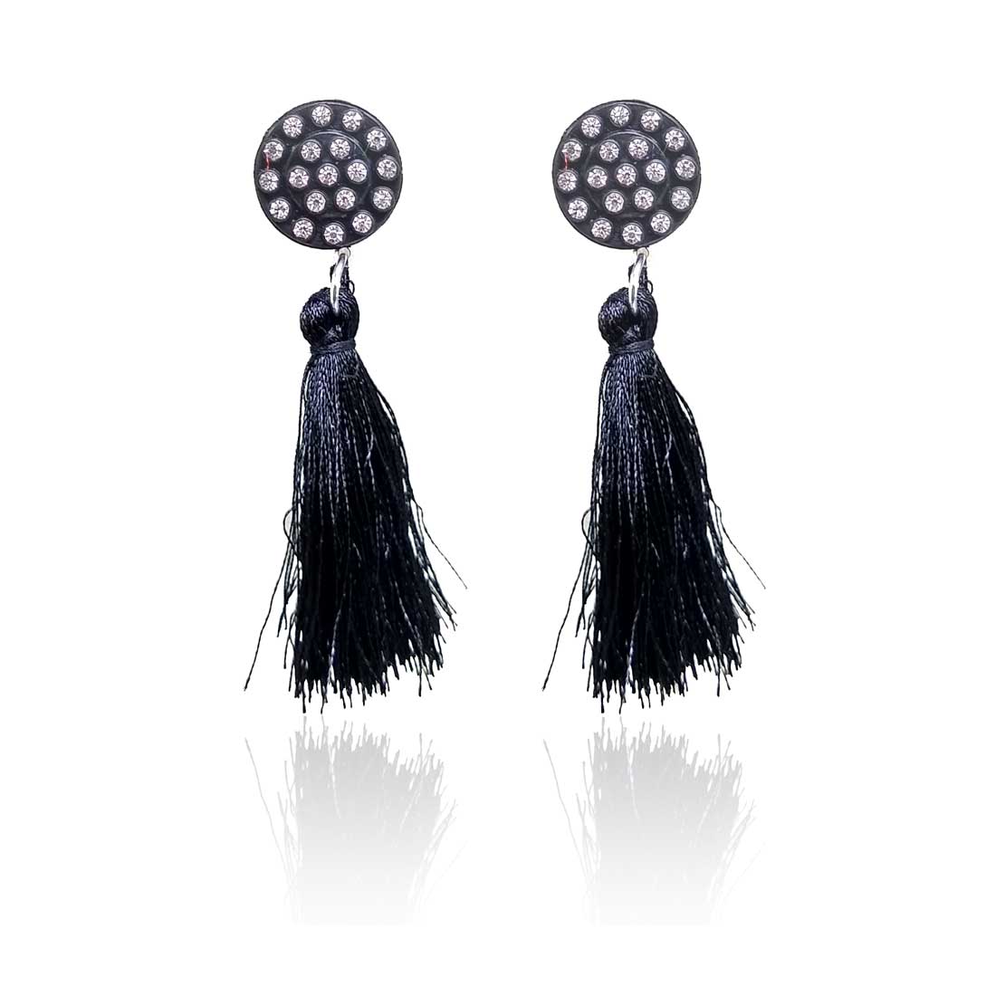 YouBella Jewellery Earrings for women Crystal Tassel Handmade Earrings for  Girls and Women (Black)